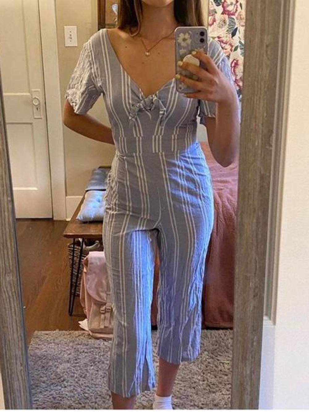 Crystal Sky White Stripe Jumpsuit Size 5